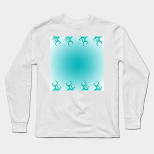 Blue curly border pattern Long Sleeve T-Shirt